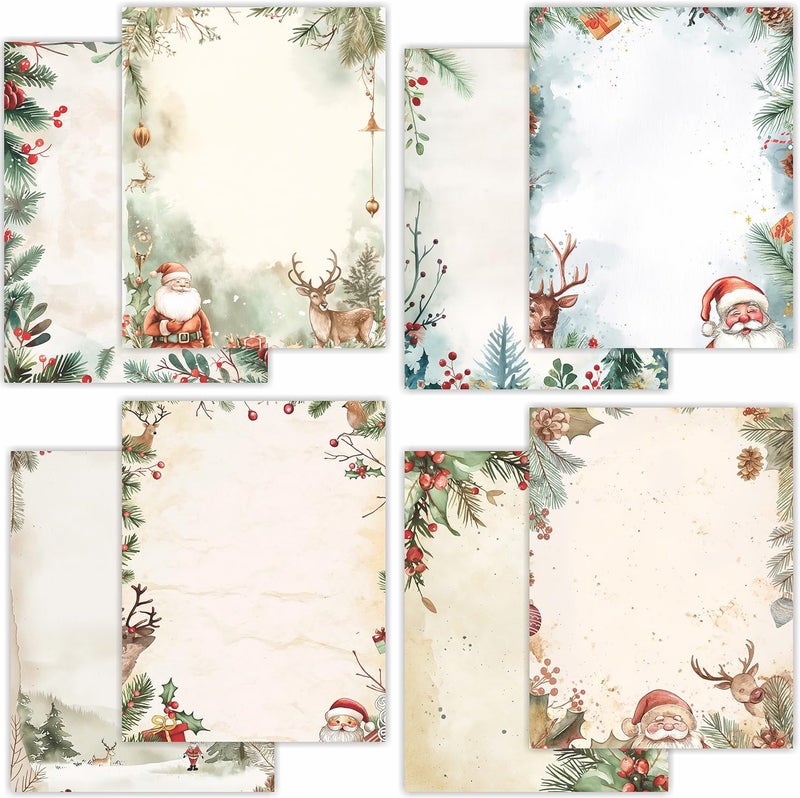 PARTH IMPEX 56 Sheets Christmas Writing Paper 8.5x11 - Letter Size Stationery Holidays Winter Party Looking Santa Letterhead Printer Paper - 120gsm Thick Decorative Double-sided Design - Image 1